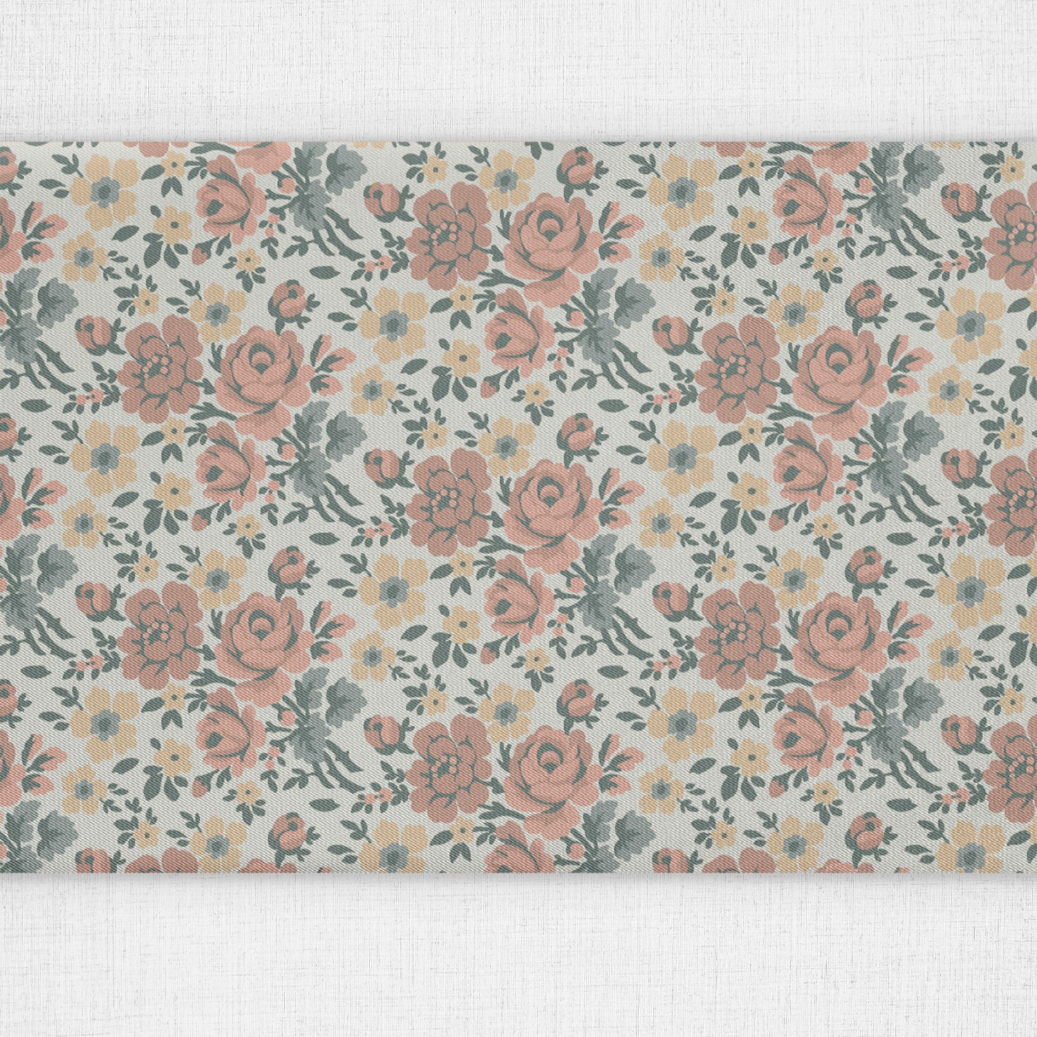 Cooper Floral Table Runner - Close Up Top View - Knotty Tie Co.